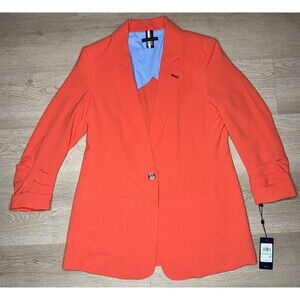 NWT Tommy Hilfiger Women’s One Button Blazer Jacket Orange 2 Pocket Size 8 $150